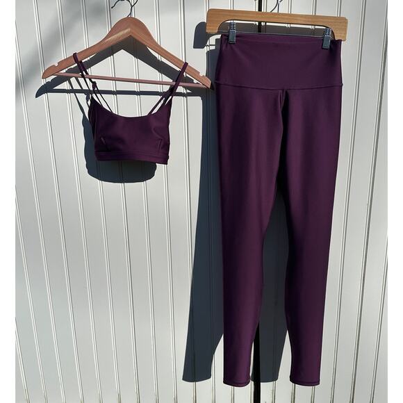 Alo Yoga Airlift Intrigue Bra + High-Waist Airlift Leggings Dark Plum Sz M Set - Picture 2 of 16